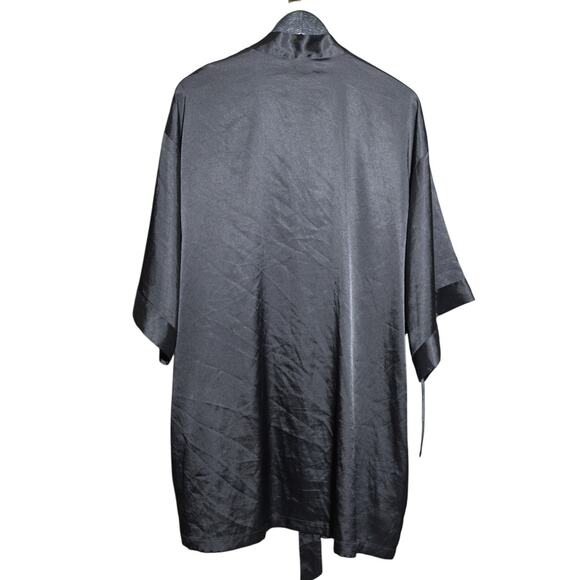 Victoria Secret Black Satin Robe w/ Matching Belt Sz M China - Picture 2 of 8